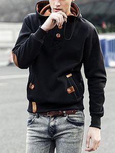 Decorative Button Pocket Men Hoodie
