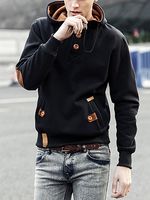 Decorative Button Pocket Men Hoodie - thumbnail