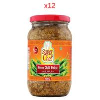 Super Chef Green Chilli Pickle 400Gm (Pack Of 12)