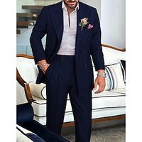 White Pink Dark Navy Men's Wedding Suits Solid Colored 2 Piece Business Formal Plus Size Double Breasted Six-buttons 2023 miniinthebox