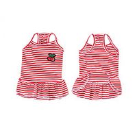 Dog Cat Dress Stripes Basic Adorable Cute Casual  Daily Dog Clothes Puppy Clothes Dog Outfits Breathable White  Red Red Costume for Girl and Boy Dog Cotton S M L XL Lightinthebox - thumbnail