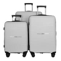 PARA JOHN 3-Piece ABS Hardside Spinner Luggage Trolley Set WHITE