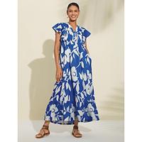 Casual Floral Pleated Maxi Dress Lightinthebox