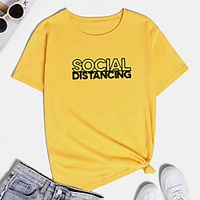 Women's T shirt Graphic Text Graphic Prints Print Round Neck Basic Tops 100% Cotton White Purple Red miniinthebox - thumbnail