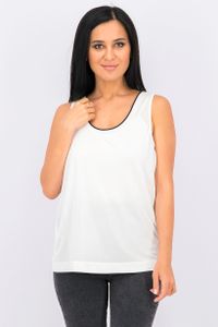 Womens Contrast Neck Top  Off White