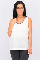 Womens Contrast Neck Top  Off White - thumbnail