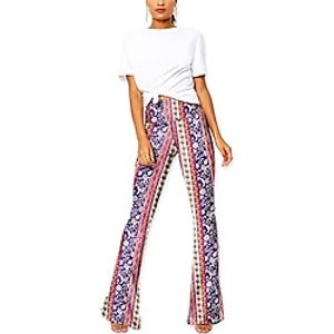 Hippie Retro Vintage 1960s 1970s Disco High Waisted Trousers Bell Bottom Pants Women's Costume Vintage Cosplay Daily Wear Festival Pants miniinthebox