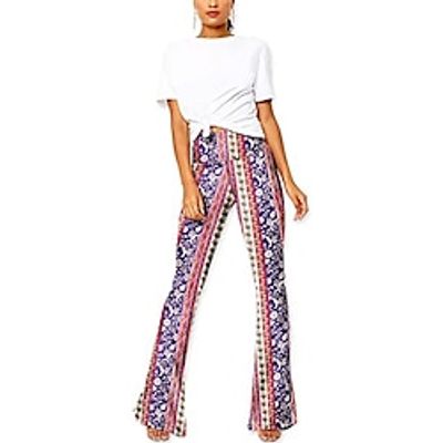 Hippie Retro Vintage 1960s 1970s Disco High Waisted Trousers Bell Bottom Pants Women's Costume Vintage Cosplay Daily Wear Festival Pants miniinthebox