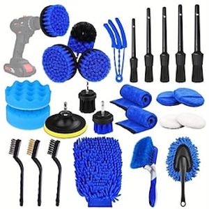 26 Pcs Car Beauty Cleaning Tools Tire Detailing Brush Polishing Sponge Cleaning Set Car Care Sponges Cloths Brushes Kit miniinthebox