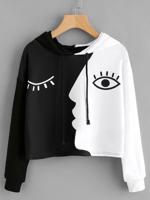 Casual Women Face Print Hoodies