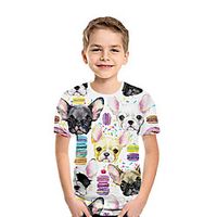 Kids Boys' T shirt Tee Short Sleeve Dog 3D Print Animal White Children Tops Summer Active Daily Wear Regular Fit 3-12 Years Lightinthebox - thumbnail