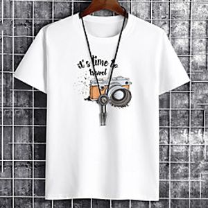 Men's Unisex Tee T shirt Hot Stamping Graphic Prints Letter Plus Size Print Short Sleeve Casual Tops Cotton Basic Fashion Designer Big and Tall White Black Khaki miniinthebox