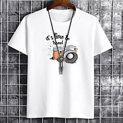Men's Unisex Tee T shirt Hot Stamping Graphic Prints Letter Plus Size Print Short Sleeve Casual Tops Cotton Basic Fashion Designer Big and Tall White Black Khaki miniinthebox