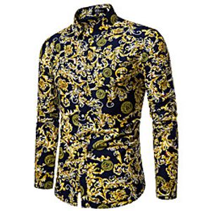 Men's Shirt Other Prints Striped Color Block Geometry Print Long Sleeve Street Tops Fashion Streetwear Cool Beach Blue Yellow Navy Blue Lightinthebox