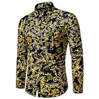 Men's Shirt Other Prints Striped Color Block Geometry Print Long Sleeve Street Tops Fashion Streetwear Cool Beach Blue Yellow Navy Blue Lightinthebox - thumbnail