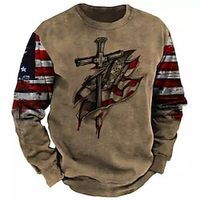 Men's Sweatshirt Pullover Brown Crew Neck Graphic Prints Cross Print Daily Sports Holiday 3D Print Basic Streetwear Designer Spring   Fall Clothing Apparel Hoodies Sweatshirts  Lightinthebox - thumbnail