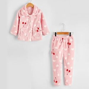 Toddler Girls' Pajama Set Long Sleeve Pink Heart Cherry Pocket Fall Winter Cute Home 3-7 Years Lightinthebox