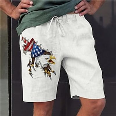 Men's Stylish Designer Straight Shorts Elastic Waist Print Short Pants Sports Outdoor Daily Graphic Prints Eagle Cotton Blend Comfort Breathable Mid Waist White S M L XL XXL miniinthebox Men's Stylish Designer Straight Shorts Elastic Waist Print Short Pants Sports Outdoor Daily Graphic Prints Eagle Cotton Blend Comfort Breathable Mid Waist White S M L XL XXL miniinthebox