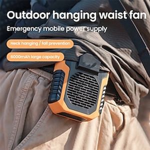 6000mA Portable Waist Fan Rechargeable Hanging Neck Fan Air Conditioning Cooling for Outdoor Sports Electric Exhaust Fan Lightinthebox