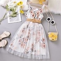 Kids Girls' Dress Graphic Sleeveless Formal Performance Party Fashion Cute Polyester Summer Spring 3-13 Years Black White Lightinthebox