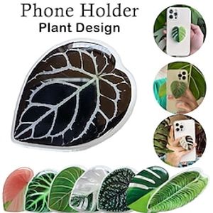 Green Leaves Pretty Leaf Acrylic Foldable Mobile Phone Holder Expanding Stand Phone Socket Support Grip Tok With Plant Design Lightinthebox