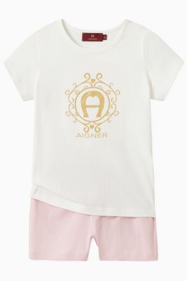 Logo Pyjama Set in Cotton Jersey Logo Pyjama Set in Cotton Jersey
