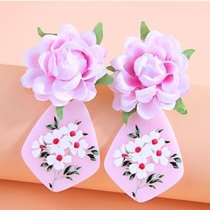 1 Pair Stud Earrings For Women's Sport Date Birthday Resin Classic Petal Lightinthebox