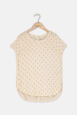Kids Girls Allover Printed T-Shirt  Ivory