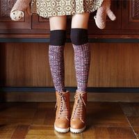 Women Thicken Wool Cotton Over Knee Long Socks Japanese Style Retro Warm Thigh High Stockings