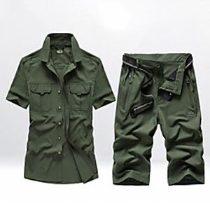 Men's Hiking Shirt  Button Down Shirts Hiking Jacket with Pants Autumn  Fall Spring Summer Outdoor Quick Dry Lightweight Breathable Sweat wicking Pants  Trousers Top Clothing Suit Fishing Climbing Lightinthebox