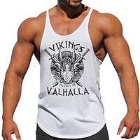 Graphic Muscle Viking Sports Daily Designer Men's 3D Printing Tank Top Vest Top Sleeveless T Shirt for Men Sports Outdoor Holiday Gym T shirt Black White Dark Blue Sleeveless Crew Neck Shirt Summer Lightinthebox - thumbnail
