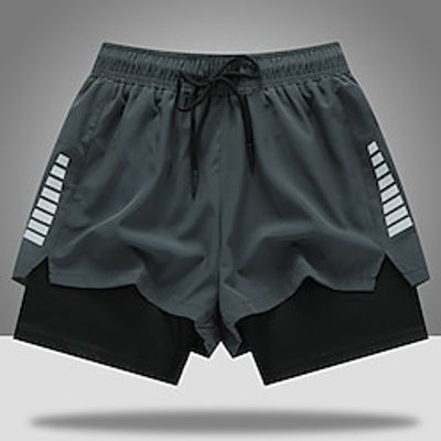 Men's Running Shorts Gym Shorts Sports Basketball Gym Breathable Quick Dry Drawstring Elastic Waist Liner Plain Short Sport Casual Activewear Black Grey Micro-elastic Lightinthebox
