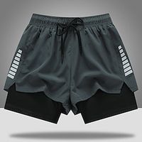 Men's Running Shorts Gym Shorts Sports Basketball Gym Breathable Quick Dry Drawstring Elastic Waist Liner Plain Short Sport Casual Activewear Black Grey Micro-elastic Lightinthebox - thumbnail