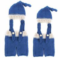 Newborn Baby Girls Boys Crochet Knit Blue Costume Photo Photography Prop Outfits - thumbnail