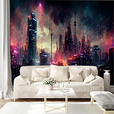 3D Home Decoration  The City For Hotels Living Rooms And Bedrooms Wall Covering Canvas Material Self adhesive Wallpaper Mural Wall Cloth miniinthebox