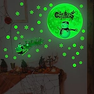 Luminous Christmas  Cartoon Snowflakes Moon Wall Stickers Living Room  Kids Room  kindergarten Removable  Pre-pasted PVC Home Decoration Wall Decal 1pc Lightinthebox