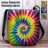 Women's Crossbody Bag Shoulder Bag Bucket Bag Polyester Shopping Daily Holiday Print Large Capacity Lightweight Durable Geometric Heart-shaped Blue Dark Blue Rainbow Lightinthebox