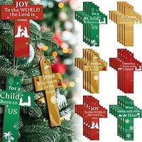 24pcs/Pack Wooden New Year 2024 Colorful Crucifix Angel Theme Party Gathering Holiday Tree Hanging Celebration Home Decorations miniinthebox