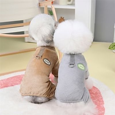 Dog Cat Sweater Letter  Number Casual Daily Simple Style Dailywear Casual Daily Winter Dog Clothes Puppy Clothes Dog Outfits Breathable Khaki Grey Costume for Girl and Boy Dog Flannel Fabric XS S M Lightinthebox