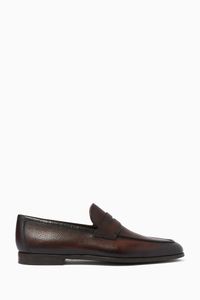 Aston Penny Loafers in Grained Leather