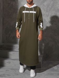 Men Fall Casual Soft Hooded Patchwork Color Block Hoodies