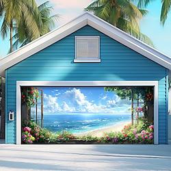 Summer Beach Landscape Outdoor Garage Door Cover Banner Beautiful Large Backdrop Decoration for Outdoor Garage Door Home Wall Decorations Event Party Parade Lightinthebox