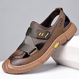 Men's Sandals Flat Sandals Leather Sandals Comfort Sandals Casual Beach Outdoor Daily Leather Breathable Comfortable Slip Resistant Black Brown Grey Spring Fall miniinthebox