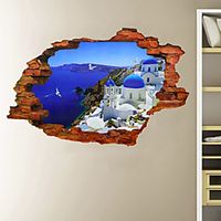 3D Broken Wall Scenery Blue Love Sea Home Living Room Bedroom Decoration Can Be Removed Wall Stickers miniinthebox - thumbnail