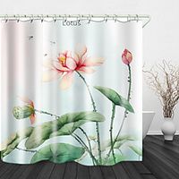 Beautiful Lotus Print Waterproof Fabric Shower Curtain for Bathroom Home Decor Covered Bathtub Curtains Liner Includes with Hooks Lightinthebox - thumbnail