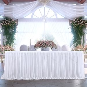 White Tulle Table Skirt for Rectangle Tables or Round Tables Tutu Table Skirt White Ruffle Table Cloths for Wedding Bridal Shower Birthday Party Decorations Lightinthebox