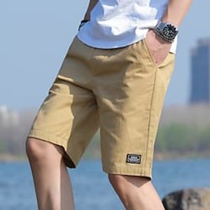 Men's Chino Shorts Bermuda shorts Work Shorts Pocket Drawstring Elastic Waist Plain Comfort Short Casual Daily Going out Twill Stylish Classic Style Black Red Lightinthebox