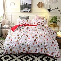 Christmas Santa Claus Printed 3-Piece Duvet Cover Set Hotel Bedding Sets Comforter Cover with Soft Lightweight Microfiber, Include 1 Duvet Cover, 2 Pillowcases for Double/Queen/King(1 Pillowcase for Twin/Single) miniinthebox - thumbnail