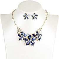 Versatile European And American Fashion Flower Drop Oil Diamond Set Necklace Short Necklace Decoration Lightinthebox - thumbnail