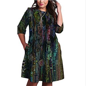 Women's Plus Size Dress Shift Dress Knee Length Dress 34 Length Sleeve Graphic Butterfly Print Basic Fall Spring Summer Blushing Pink XL XXL 3XL 4XL 5XL Lightinthebox